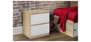 Jupiter 2 Drawer Bedside - White-Oak - Oak-White