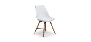 Kari Dining Chair - White & Oak - White Faux Leather - Polypropylene