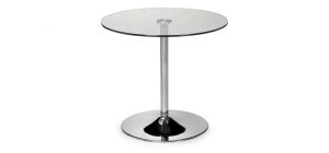 Kudos Glass Pedestal Table - Chrome Plating - Chromed Metalwork