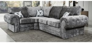 Verona Grey LHF Formal Back Fabric Corner Sofa With Chrome Legs