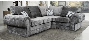 Verona Grey RHF Formal Back Fabric Corner Sofa With Chrome Legs