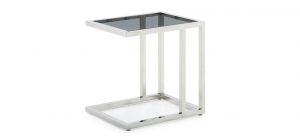 Lille End Table Polished Stainless Steel Frame with Tinted Glass