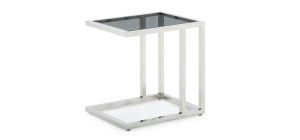 Lille End Table Polished Stainless Steel Frame with Tinted Glass