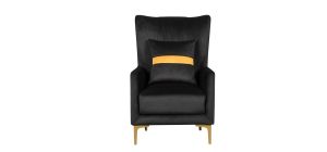 Mane Black Fabric Armchair Plush Velvet With Chrome Legs