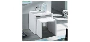 Manhattan High Gloss Nest of Tables - White High Gloss Lacquer - Lacquered MDF