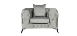 Matrix Grey Fabric Armchair Plush Velvet With Chrome Legs