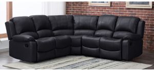 Minesota Bonded Leather Manual Reclining Corner Sofa Black