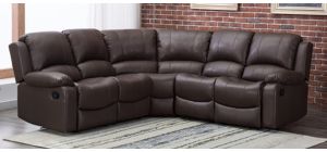 Minesota Bonded Leather Manual Reclining Corner Sofa Brown