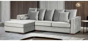 Monica Grey LHF Fabric Corner Sofa With Scatter Back And Wooden Legs