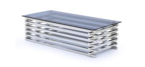 Moritz Coffee Table Polished Stainless Steel with Tinted Glass
