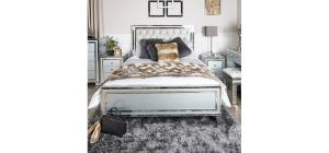 Grey Stamford Mirror King Size Bed Frame
