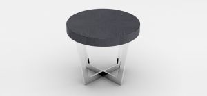 Napoli Circular End Table High Gloss with Polished Stainless Steel