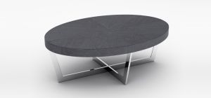 Napoli Oval Coffee Table High Gloss with Polished Stainless Steel