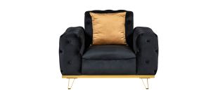 Nexa Black Fabric Armchair Plush Velvet With Chrome Legs