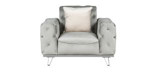 Nexa Grey Fabric Armchair Plush Velvet With Chrome Legs