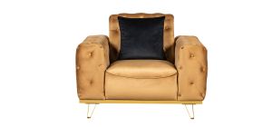 Nexa Coffee Fabric Armchair Plush Velvet With Chrome Legs