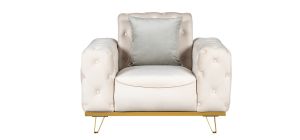 Nexa White Fabric Armchair Plush Velvet With Chrome Legs