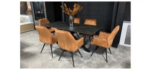 Grey 1.8m Dining Table With 6 Dark Grey Chairs (Chairs w60cm d60cm h85cm)