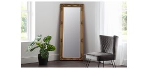 Palais Gold Lean-to Dress Mirror - Gold Effect Lacquered Finish - Molded Resin on Wooden Frame