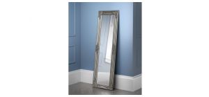Palais Pewter Dress Mirror - Pewter Effect Lacquered Finish - Molded Resin on Wooden Frame
