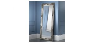 Palais Pewter Lean-to Dress Mirror - Pewter Effect Lacquered Finish - Molded Resin on Wooden Frame