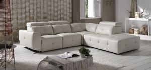 Zaira Semi Aniline Leather Corner Sofa LHF Cream Pedro Ortiz Hand Made Sofa