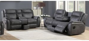 Phoenix 3 + 2 Grey Fabric Electric Recliners With Bluetooth speakers And Wireless Charger And USBC and USBC Fast Charge And Hot Cold Cup Holders And Storage