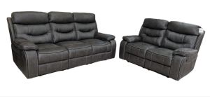 Gabriel 3 + 2 Grey Manual Recliners Endurance Fabric With Contrast Stitching