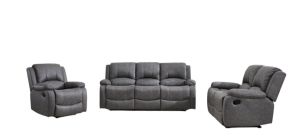Vivo Grey Fabric 3 + 2 + 1 Sofa Set Manual Recliner