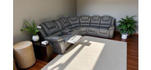 Redford grey RHF corner sofa  in electric reliner