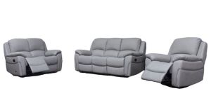 Serena 3 + 2 + 1 Leather Manual Recliners Pearl Grey Also Available In Sky Blue And Black