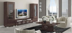 Prestige Warm Umber Birch Coffee Table With Metal Logo