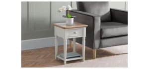 Provence 1 Drawer Lamp Table - Grey Lacquer