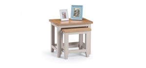 Richmond Nest of Tables - Elephant Grey - Low Sheen Lacquer - Solid Oak with Real Oak Veneers