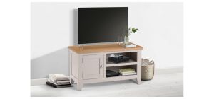 Richmond TV Unit - Elephant Grey - Low Sheen Lacquer - Solid Oak with Real Oak Veneers