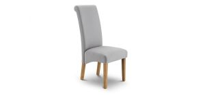 Rio Scrollback Dining Chair - Shale Linen - Light Oak Effect - Hardwood Frame