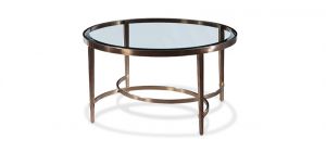 Ritz Circular Coffee Table Brushed Antique Brass Finish on Stainless Steel with Clear Glass