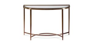 Ritz Console Table Brushed Antique Brass Finish on Stainless Steel with Clear Glass