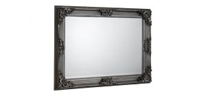 Rococo Pewter Wall Mirror - Pewter Effect Lacquered Finish - Molded Resin on Wooden Frame