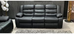 Roman Black Recliner Leather Sofa 3 Seater Bonded Leather