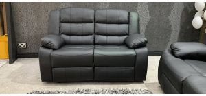 Roman Black Recliner Leather Sofa 2 Seater Bonded Leather