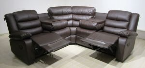 Roman Large 2C2 Recliner Fabric Corner Sofa Brown With Double Drop Down Drinks Holders, 6 Weeks Delivery
