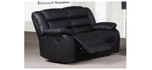 Roman Black Recliner Leather Sofa 2 Seater Bonded Leather