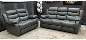 Roman Recliner Leather Sofa Set 3 + 2 Seater Grey Bonded Leather, 21 Working Days Delivery