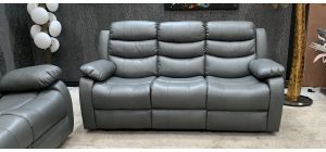 Roman Recliner Leather Sofa 3 Seater Grey Bonded Leather - 6 Weeks Delivery
