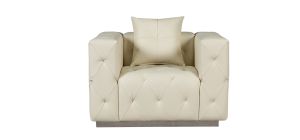 Shawn Cream Bonded Leather Armchair With Chrome Base