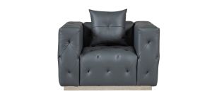 Shawn Grey Bonded Leather Armchair With Chrome Base