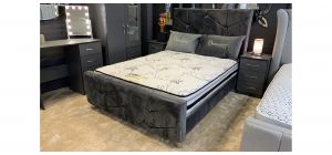 Shay Single 3ft Bed 130cm Headboard With Plush Grey Velvet Diamante Headboard And Low Base Foot End With Chrome Legs - Other Headboard Sizes And Colours Available