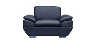Sline Black Bonded Leather Armchair With Chrome Legs