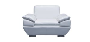 Sline White Bonded Leather Armchair With Chrome Legs